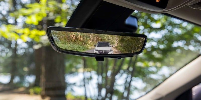 Back up camera in the rear view mirror of a 2023 Buick Encore GX